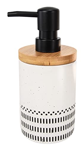Kleine Wolke soap dispenser Alva, accessories, color black and white, material: stoneware, bamboo on sale
